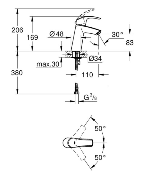 Комплект змішувачів 3 в 1 Grohe Eurosmart, хром (UA123244M0)