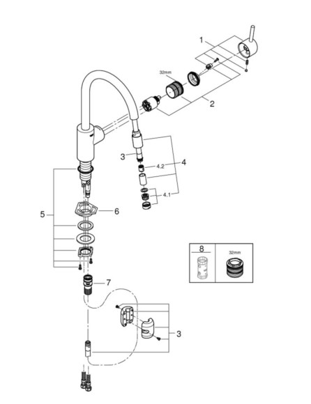 Змішувач для кухні Grohe Concetto New, одноважільний, сріблястий (32663DC3)