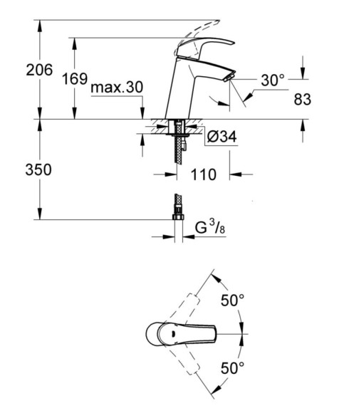 Комплект змішувачів 3 в 1 Grohe Eurosmart, хром (UA123246M0)