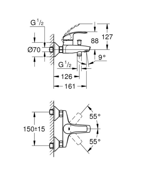 Комплект змішувачів 3 в 1 Grohe Eurosmart, хром (UA123246M0)