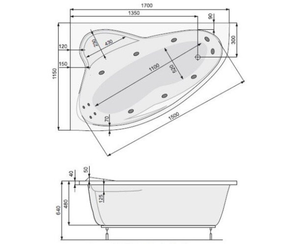 Ванна акрилова Pool Spa Europa, ліва, 170x115 (PWAD210ZN000000)