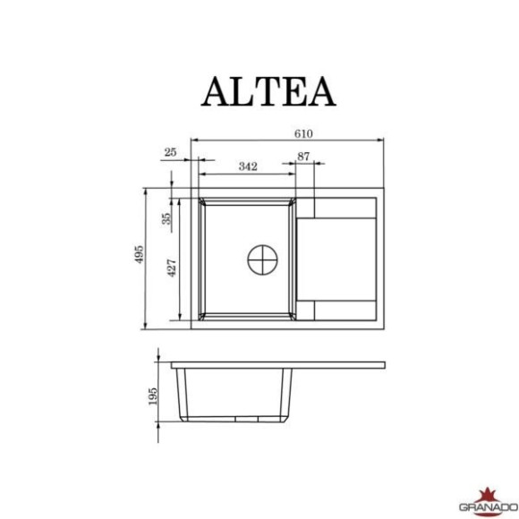 Кухонна мийка гранітна Granado Altea, 61x49, білий (ALTEA-1305)