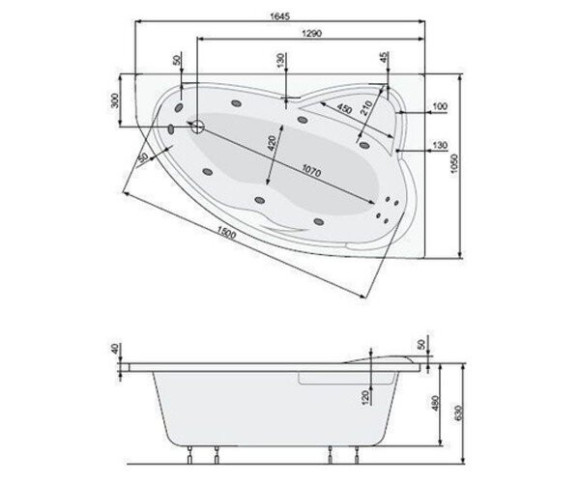 Ванна акрилова Pool Spa Europa, права, 165x105 (PWA4610ZN000000)