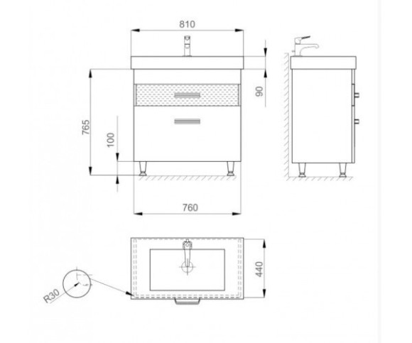Тумба с умывальником Sanwerk Sierra, 81 (MV0000450)