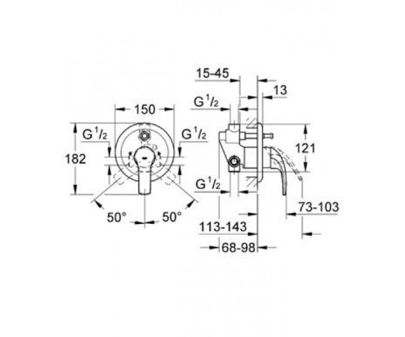 Змішувач для ванни Grohe Euroeco, одноважільний, хром (32747000)
