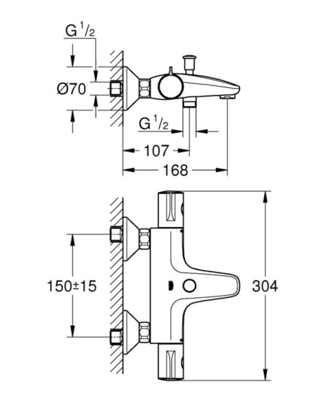 Комплект смесителей 3 в 1 Grohe Grohtherm 800, хром (UA34550TM0)