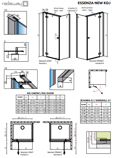 Душевая кабина Radaway Essenza New Black KDJ, правая, 90x90 (385044-54-01R)
