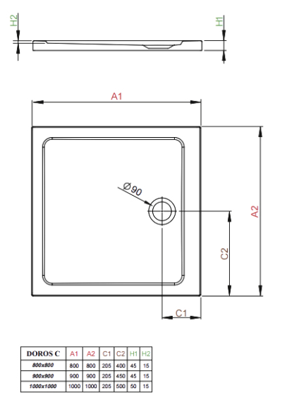 Душовий піддон Radaway Doros C Compact, 90x90 (SDRC9090-05)