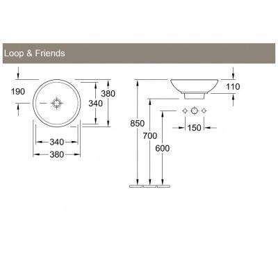 Умывальник накладной Villeroy&Boch Loop&Friends, 38 (51480001)