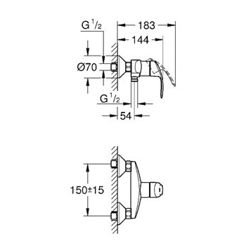 Cмеситель для душа Grohe Eurosmart, однорычажный, хром (33555002)