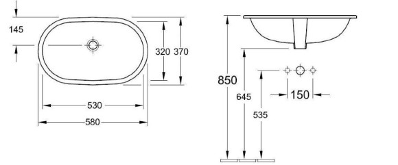 Умывальник врезной Villeroy&Boch O.Novo, 53 (416250R1)