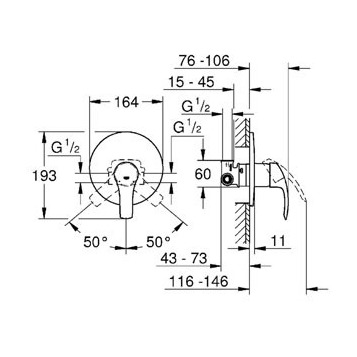 Cмеситель для душа Grohe Eurosmart, однорычажный, хром (33556002)