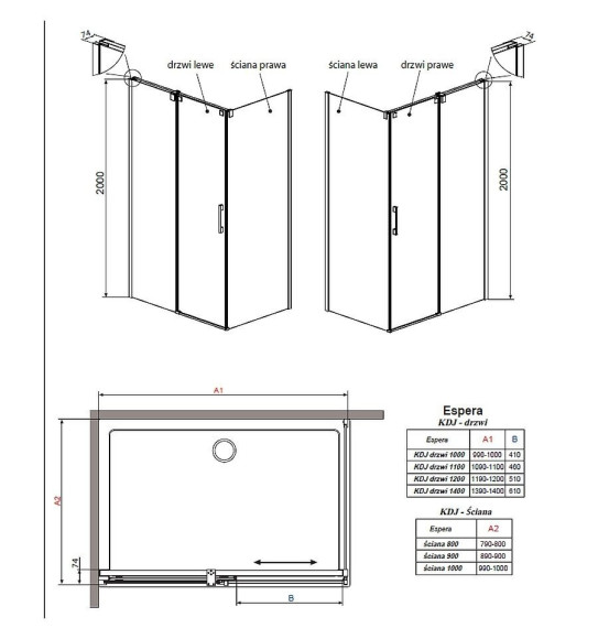 Душова стінка Radaway Espera KDJ S1 90, права (380149-01R)