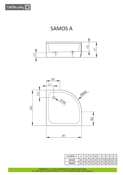 Душовий піддон Radaway Samos A, 80x80 (4S88300-03)