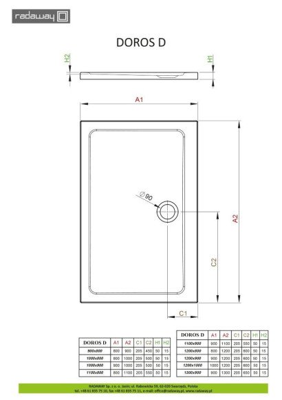 Душевой поддон Radaway Doros D Compact, 110x90 (SDRD1190-05)