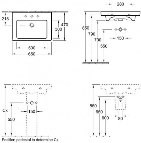 Умивальник підвісний Villeroy&Boch Subway 2.0, 65 (711366R1)