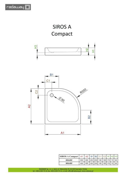 Душовий піддон Radaway Siros A Compact, 80x80 (SBA8817-2)