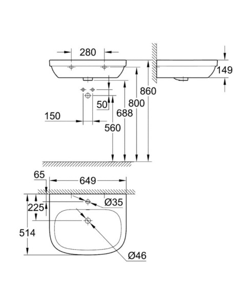 Умивальник підвісний Grohe Euro Ceramic, 65 (39323000)