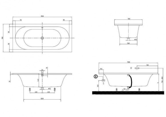 Ванна акриловая Villeroy&Boch Loop&Friends Oval, 190х90 (UBA199LFO2V-96) Ванна акриловая Villeroy&Boch Loop&Friends Oval, 190х90 (UBA199LFO2V-96)