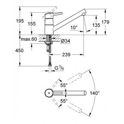 Змішувач для кухні Grohe Concetto, одноважільний, хром (32659001)