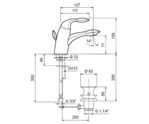Змішувач для умивальника Emmevi Trilly, одноважільний, бордо (CRO51003)