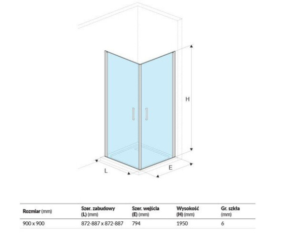 Душевая кабина Excellent Seria Mazo, 90x90 (KAEX.3022.1010.9090.LP)