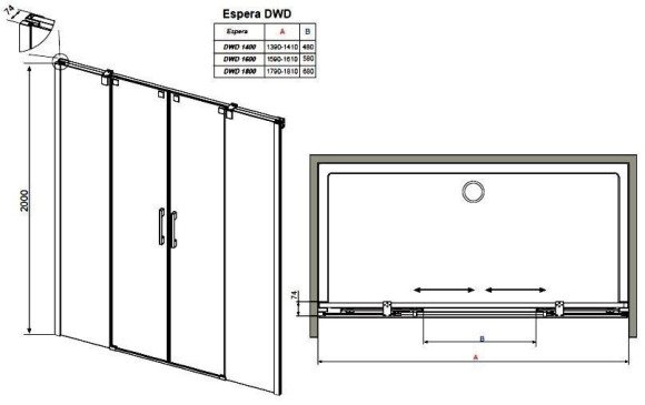 Душові двері Radaway Espera DWD 160 (380126-01)