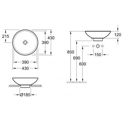 Умывальник накладной Villeroy&Boch Loop&Friends, 43 (514400R1)