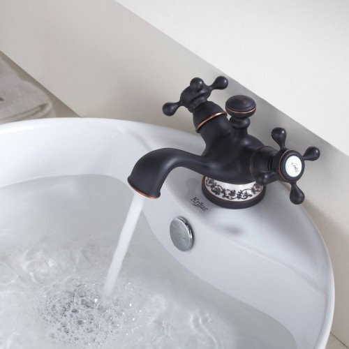 Змішувач для умивальника Kraus Apollo, двовентильний, шоколад (KEF-16000ORB)