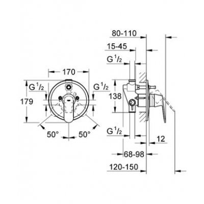 Змішувач для ванни Grohe Eurosmart Cosmopolitan, одноважільний, хром (32879000)