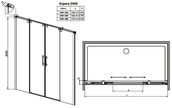 Душевые двери Radaway Espera DWD 180 (380128-01)