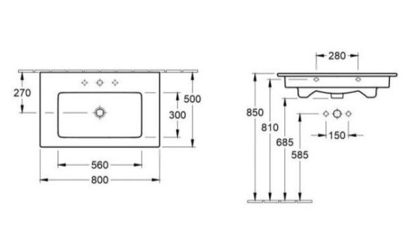 Умивальник підвісний Villeroy&Boch Venticello, 80 (41048J01)