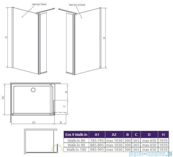 Душевая кабина Radaway Eos II Walk-In, левая, 80x80 (3799500-01L)