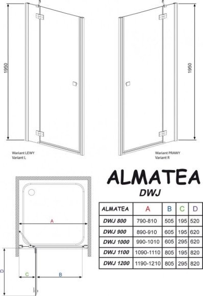Душевые двери Radaway Almatea DWJ 100L, левые (31202-01-01N) Душевые двери Radaway Almatea DWJ 100L, левые (31202-01-01N)