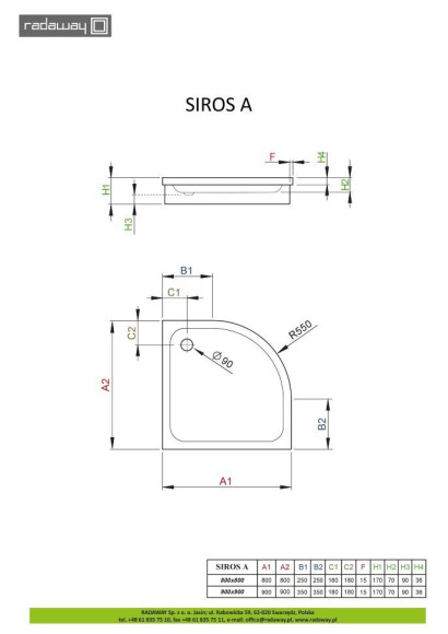 Душевой поддон Radaway Siros A, 90x90 (SBA9917-1)