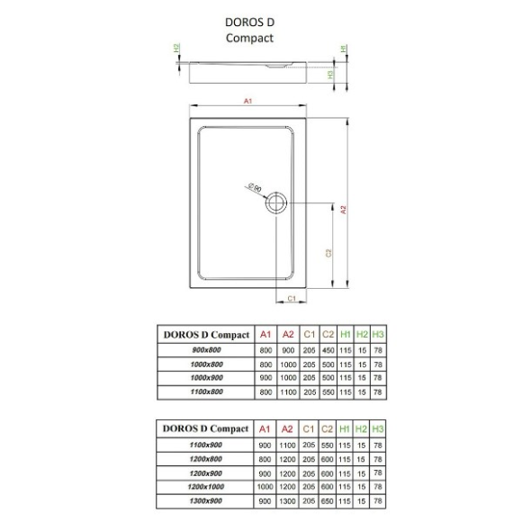 Душевой поддон Radaway Doros D Compact, 80x90 (SDRD9080-05)