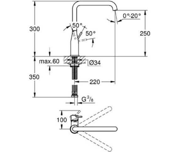 Змішувач для кухні Grohe Essence , одноважільний, хром (30269000)