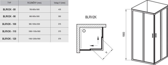 Душова кабіна Ravak Blix BLRV2K, 110x110 (1XVD0C00Z1)