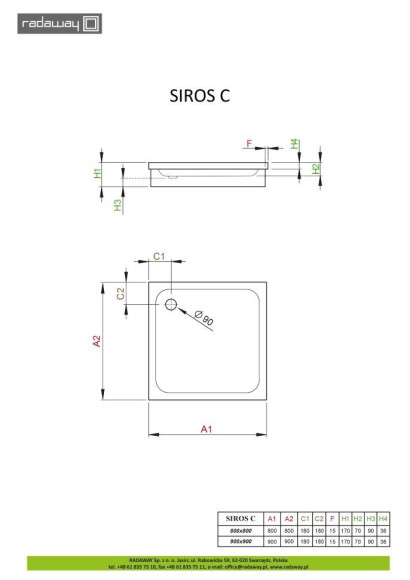 Душовий піддон Radaway Siros C, 80x80 (SBC8817-1)