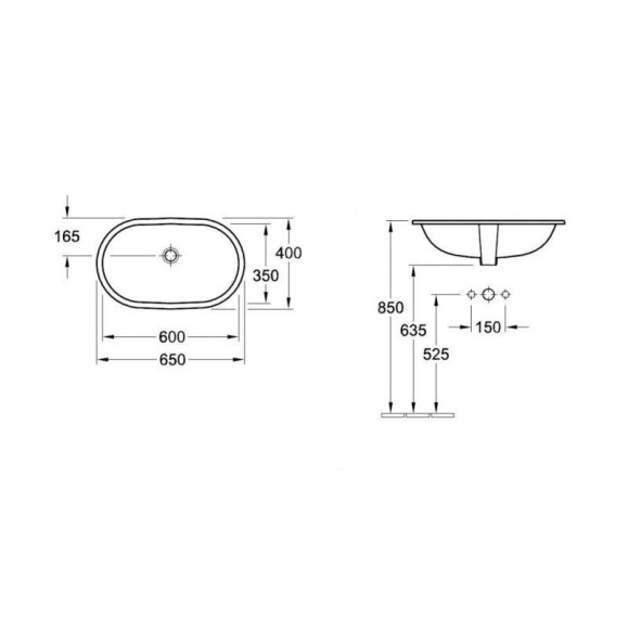 Умывальник врезной Villeroy&Boch O.Novo, 60 (41626001)