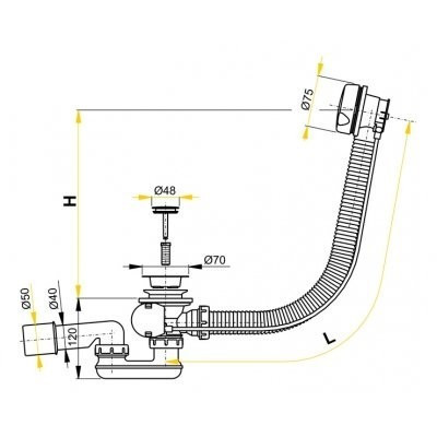 Злив-перелив для ванни Alcaplast, напівавтомат (A51CR)