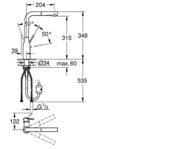 Змішувач для кухні Grohe Essence , одноважільний, хром (30270000)