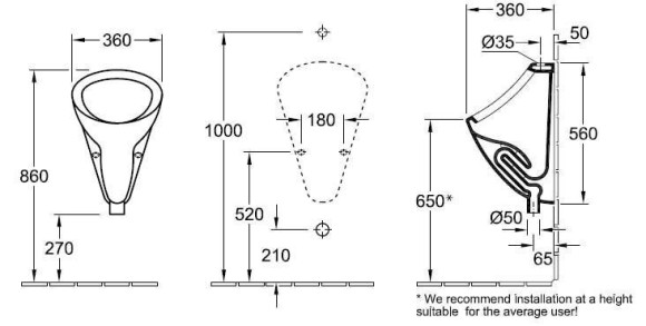 Пісуар Villeroy&Boch O.Novo (75030001)