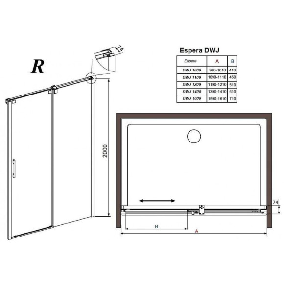 Душові двері Radaway Espera DWJ 120R, праві (380212-01R)