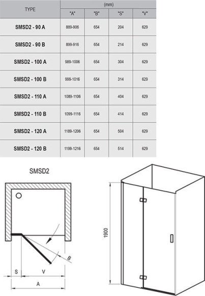 Душевые двери Ravak SmartLine SMSD2-120 (A) L, левые (0SLGAA00Z1)