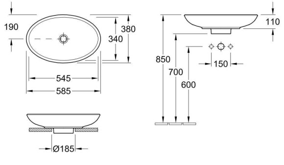 Умывальник накладной Villeroy&Boch Loop&Friends, 59 (51510101) Умывальник накладной Villeroy&Boch Loop&Friends, 59 (51510101)
