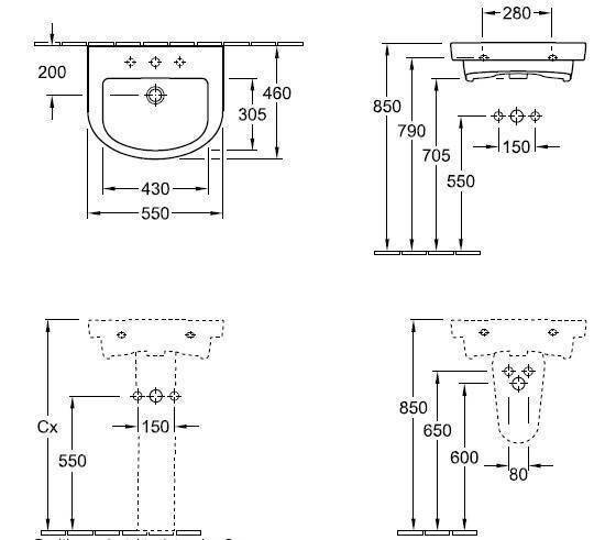 Умывальник подвесной Villeroy&Boch Subway 2.0, 55 (711455R2) Умывальник подвесной Villeroy&Boch Subway 2.0, 55 (711455R2)