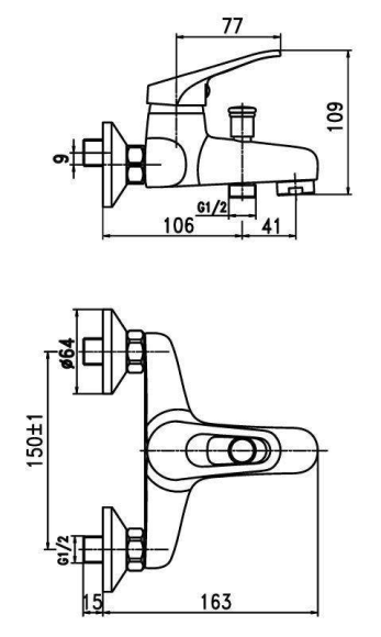Змішувач для ванни Aqua Rodos Decor 90011-7А, одноважільний, хром (АР000040412)