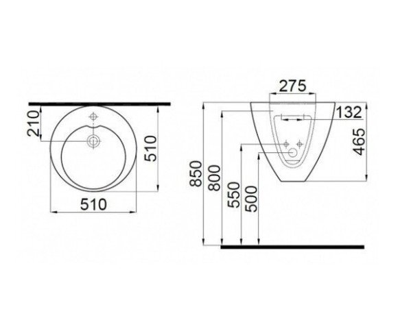 Умывальник подвесной Idevit Alfa, 51 (3101-2505)