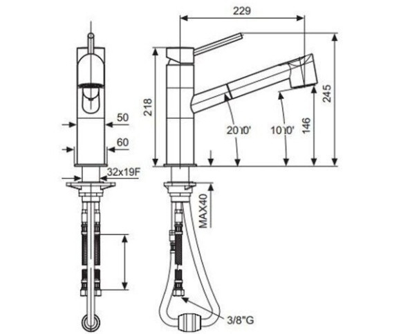 Змішувач для кухні Emmevi Piper, одноважільний, хром (CR45065)